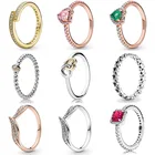 Новинка, популярное серебряное кольцо, поднятое сердце, листья, полоса асимметричных звезд, невременное элегантное кольцо для женщин, ювелирные изделия