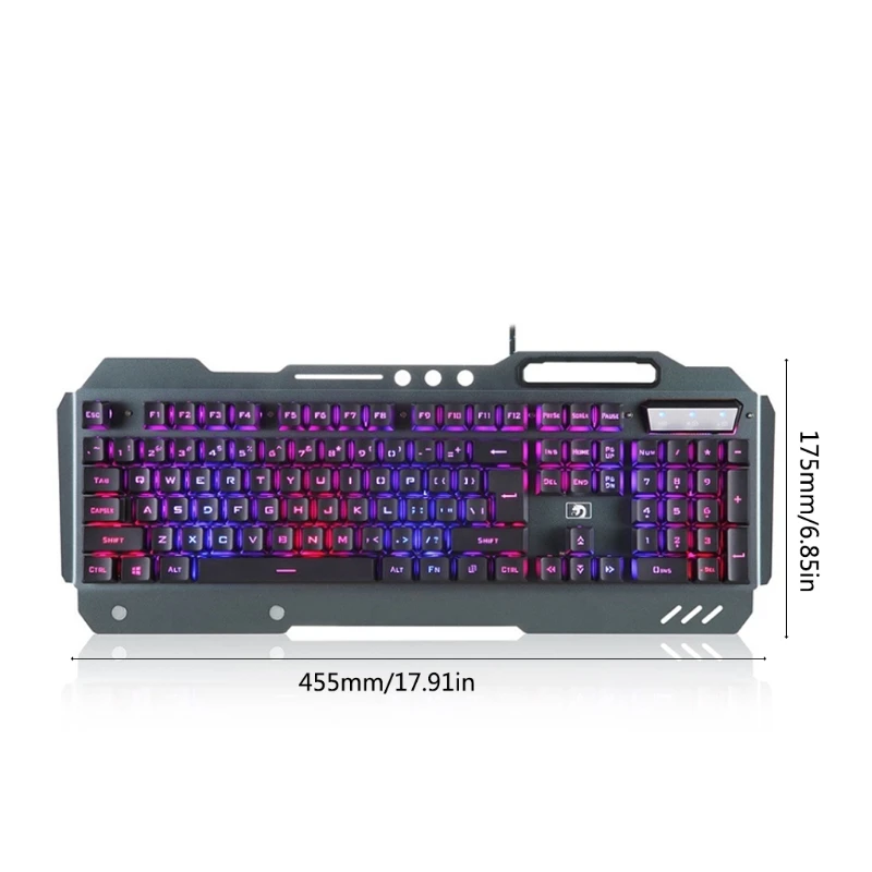 

F19E USB Wired Gaming Keyboard Colorful LED Backlit Mechanical Keyboad Computer Laptop Luminous Keypad for Office Cybercafe