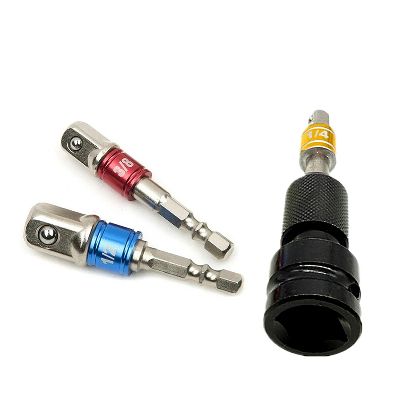 

Chuck Adapter Drill 1/2 Drive To 1/4-Inch Hex Impact Driver Socket Bit Convert