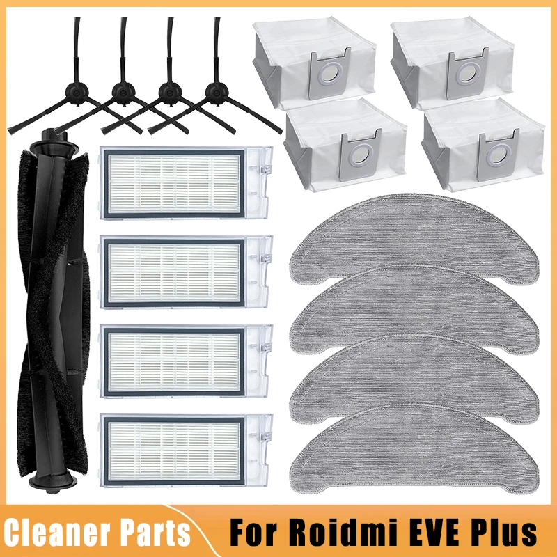 

Сменные аксессуары для швабры Xiaomi Roidmi Eve Plus, основная боковая щетка, Hepa фильтр, насадка на швабру, тканевый мешок для пыли, запчасти для пылесоса