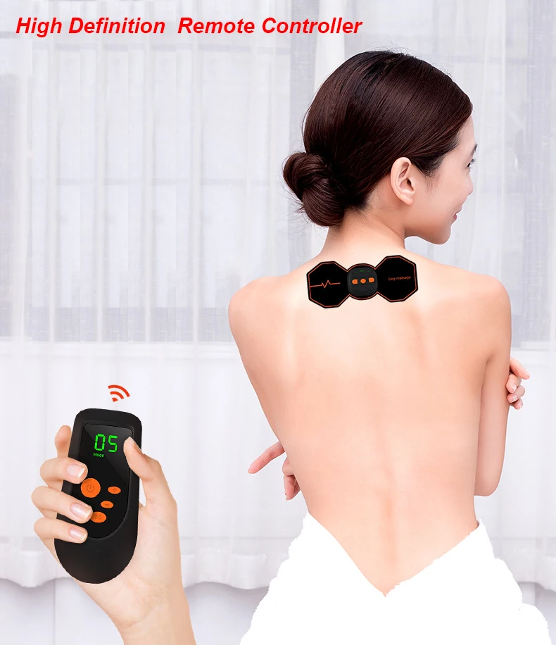 Перезаряжаемый массажер мини-наклейка на шею с пультом дистанционного