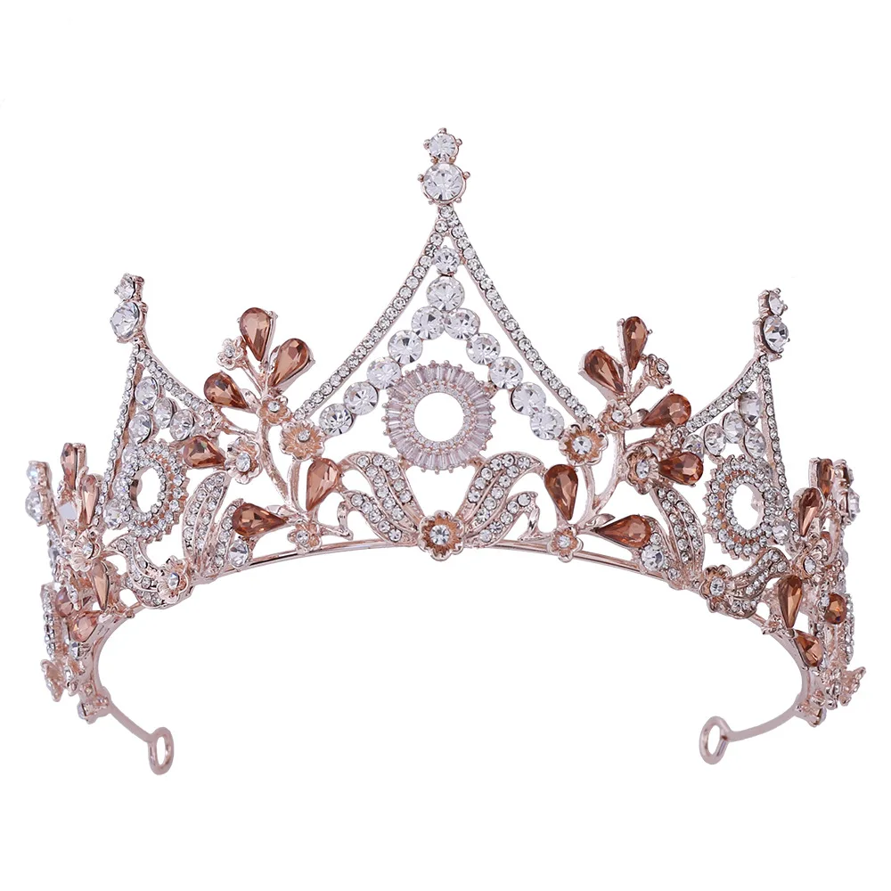 

MYFEIVO 3 Colors Large Size Wedding Crown Bride Tiaras Rhinestone Zircon Bridal Crowns Headdress Hair Jewelry HQ0265