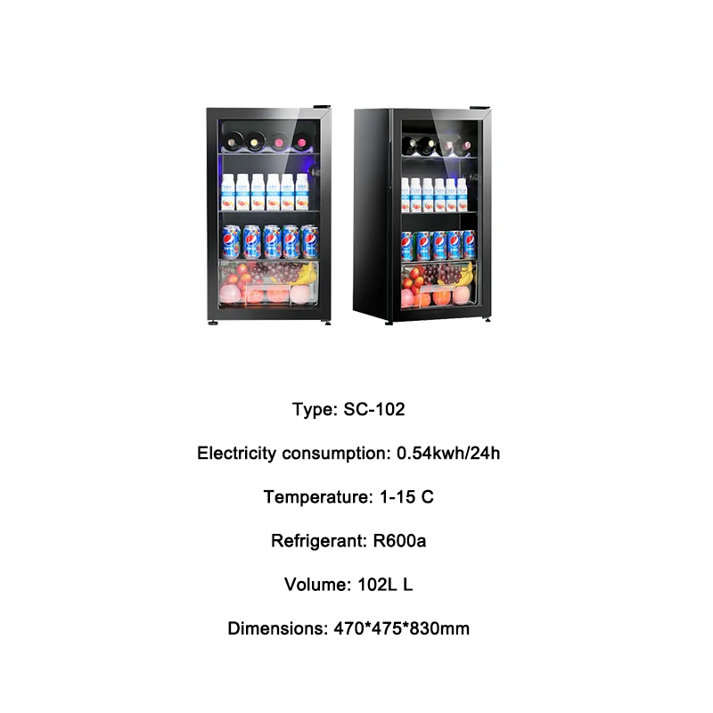 102l ice bar freezer fresh keeping cabinet constant temperature wine red wine bottle kitchen wine storage small refrigerator free global shipping