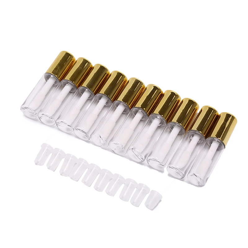 10pcs/lot 1.2ML Mini Empty PE Lip Gloss Tubes Plastic Balm Tube Lipstick Sample Cosmetic Container With Gold Cap |