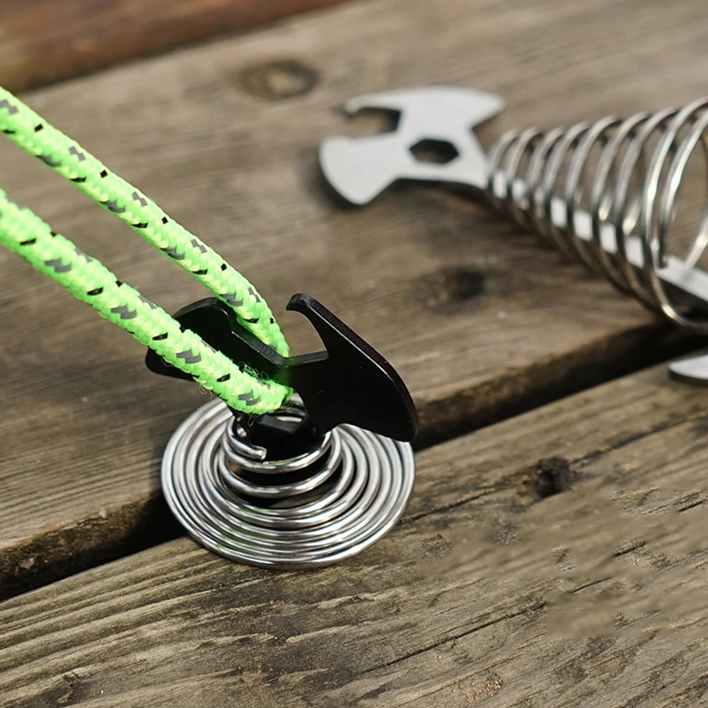 

Outdoor Camping Stainless Steel Fishbone Anchor Multifunctional Deck Stakes Pegs Spring Floor Fixed Nail Tent Wind Rope Peg