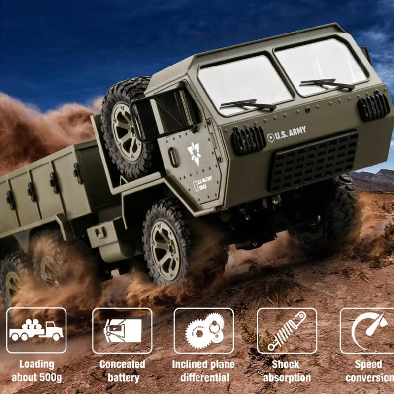 1:16 RC военный грузовик 2 4G 6WD с Wi Fi камерой дистанционного управления грузовики для