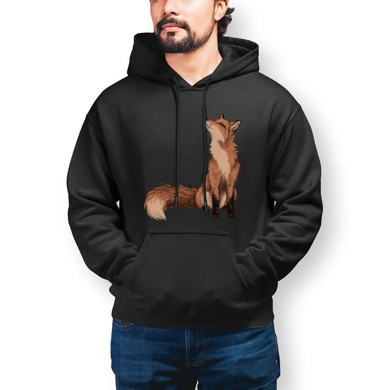 

Fox Hoodie Cotton Winter Hoodies Popular Long Sleeve Loose Pullover Hoodie Oversized Men