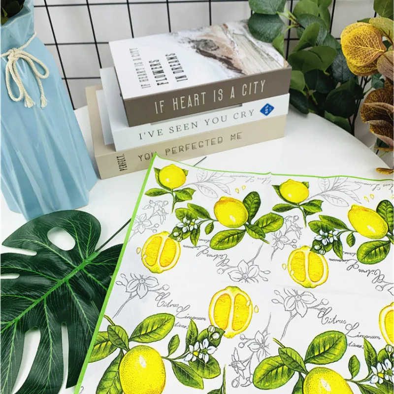 Новый 20 штук лимонов Одежда с цветочным принтом здоровый салфетка для декупажа