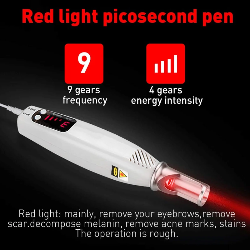 

Red/Blue Light Picosecond Pen Removing Tattoo Scar Freckle Mole Skin Professional Beauty Device with Protective Glasses