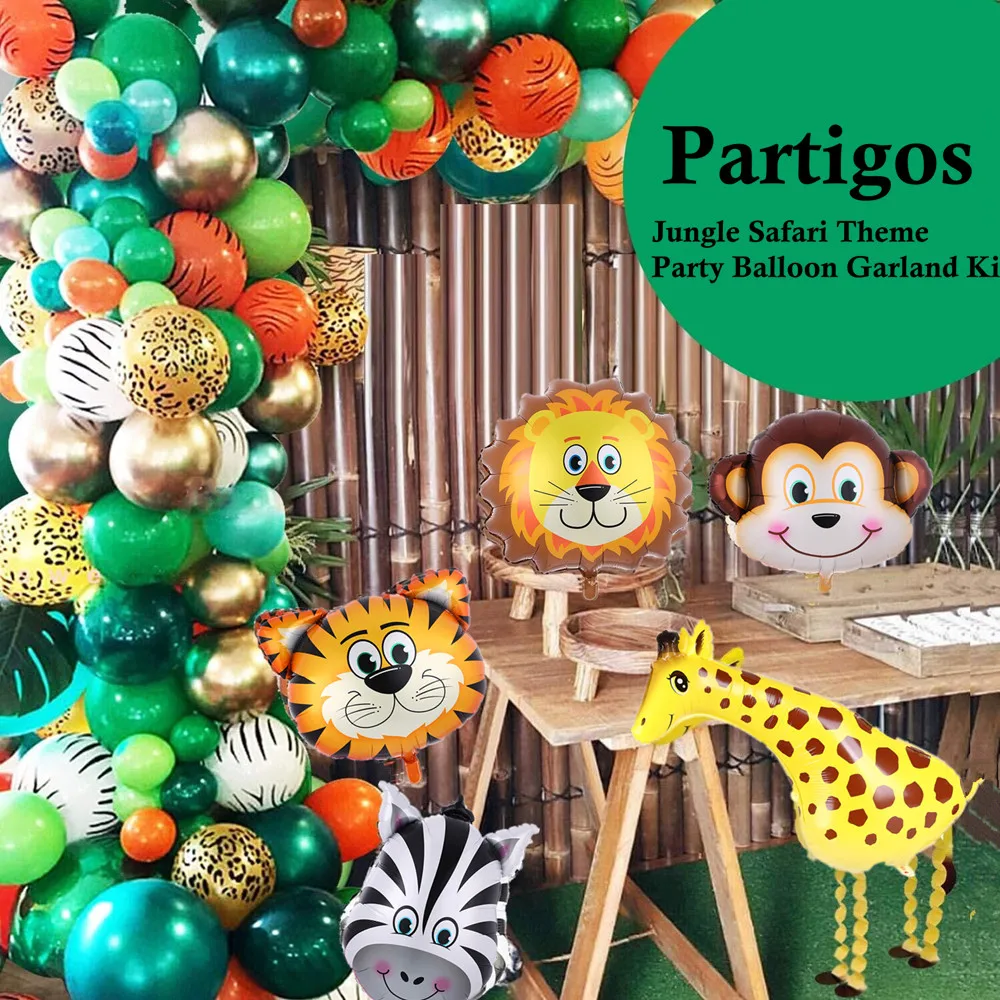 

New Jungle Safari Theme Party Balloon Kit Animal Balloons Palm Leaves for Birthday Party Baby Shower Decorations