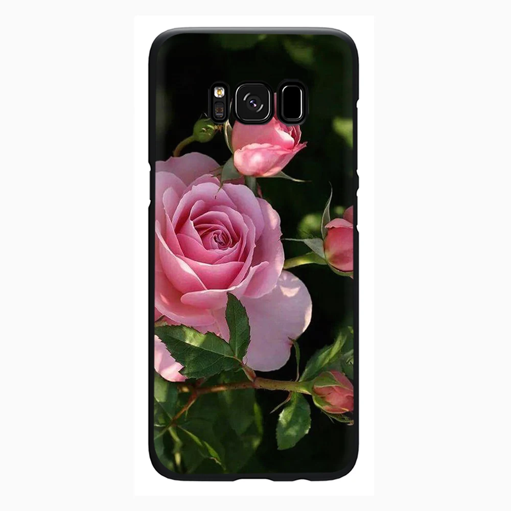 Розовый с цветочным принтом силиконовый чехол для телефона Samsung Galaxy S6 S7 край S8 S9 S10