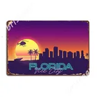 Тиски-Сити, Флорида, горизонтальный пейзаж, пейзаж, Syntwhave, металлические вывески, настенные плакаты для дома, паба, Жестяная Табличка с надписью