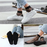 new fashion women socks lady sexy lace ankle high fishnet mesh net solid color short crew socks