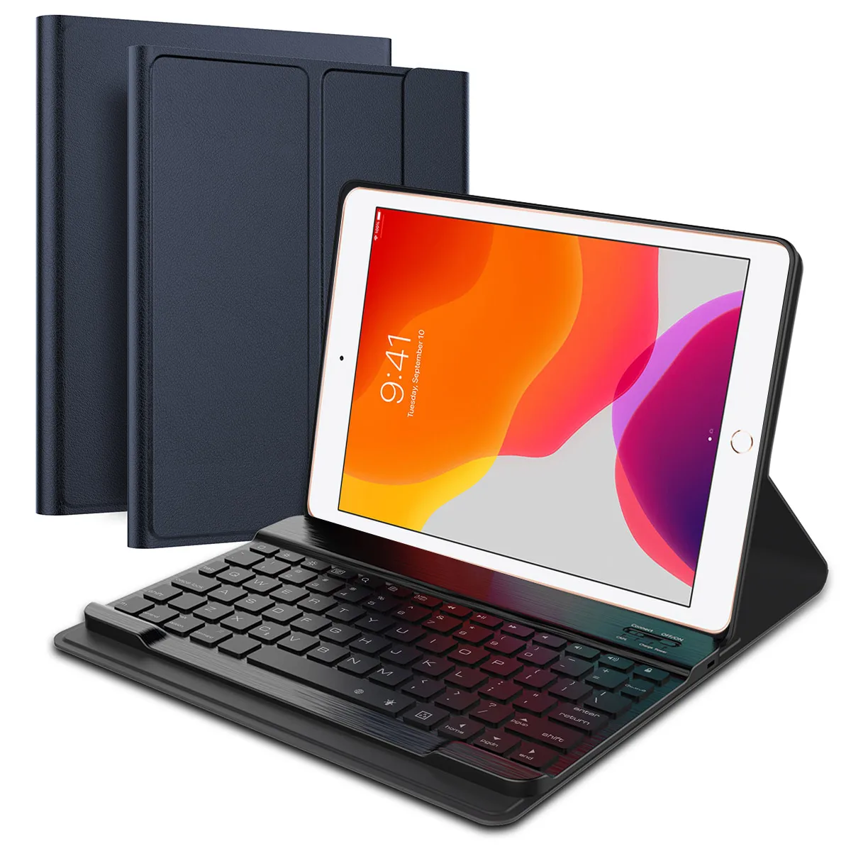 Синий Для iPad 10,2 Чехол 7 цветов с подсветкой Беспроводная Bluetooth клавиатура из искусственной кожи чехол для планшета для iPad 7th Gen 10," Чехол - Цвет: Синий