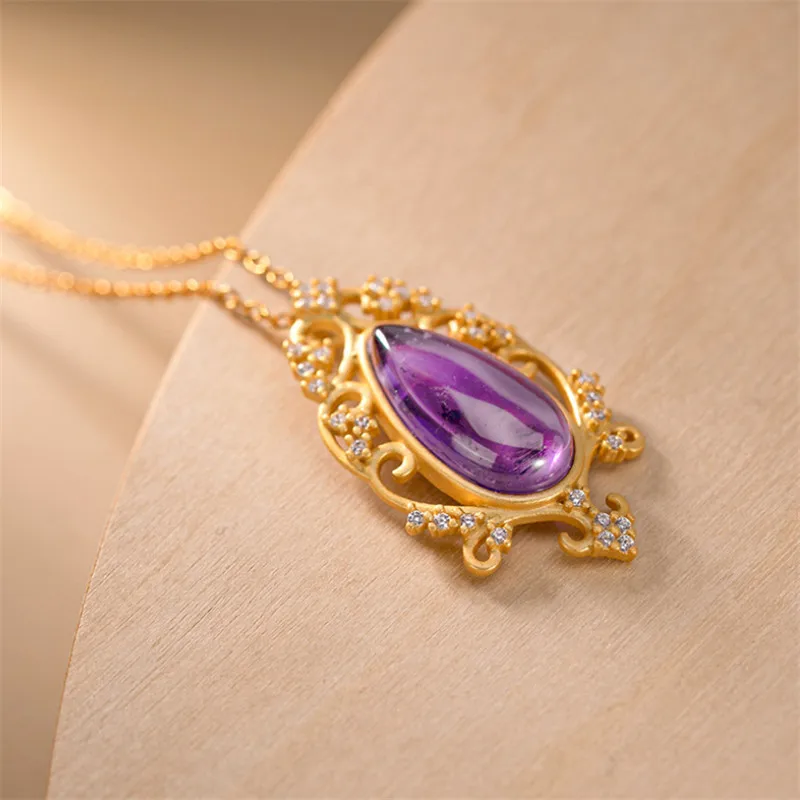 

Uglyless Luxury Palace Women Party Dress Jewelry Sets Natural Jade Water Drop Pendants Necklaces 925 Silver Bijoux Gold P1048