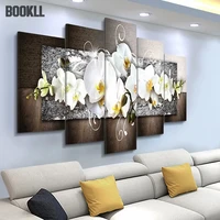 modern wall art canvas painting 5 pieces per set orchids flowers posters abstract wall picture for living room decoration