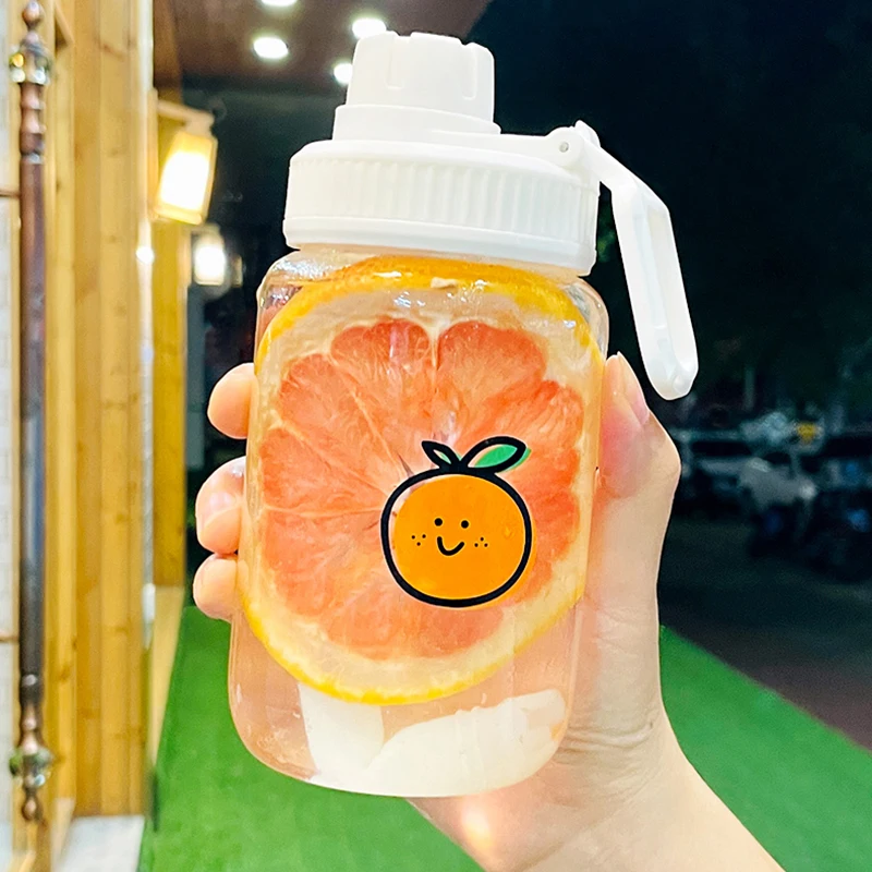 

Kawaii Orange Water Bottle For Children Girls Glass Travel Milk Juice Ice Clear Korean Cute Drinking Bottle With Lid And Straw