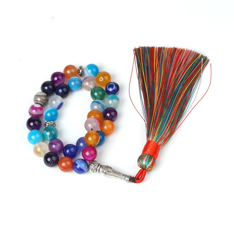 Натуральный индийский агат четки 33 шт. tesbig кисточка оникс мусульманский тасбих