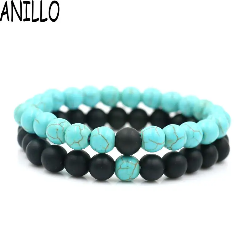 2 шт./компл. Пары Браслет дистанции Классический Натуральный Камень белого и