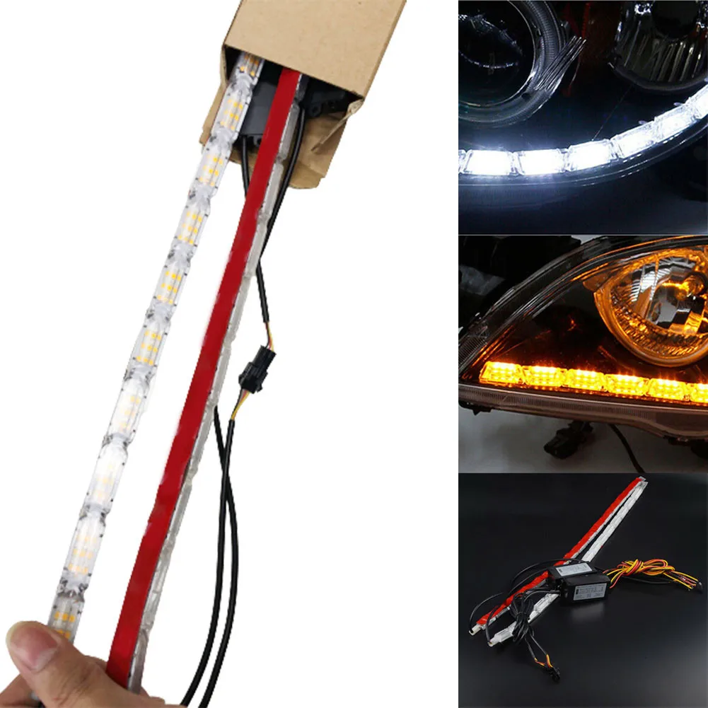 

2X16LED Switch Automotive Flexible Lights With DRL Sequential Turn Signal Lights LED Strip For Car Daytime Light Signal Light