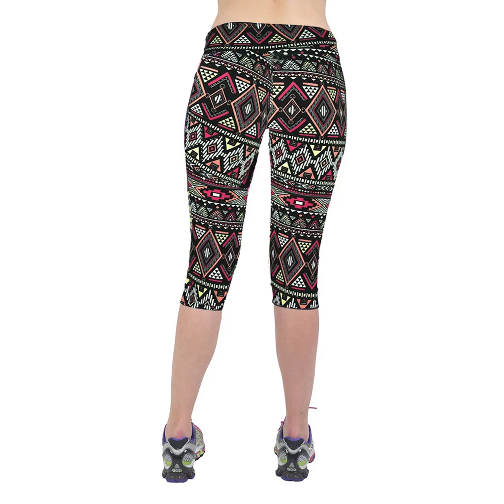 

Womens Seamless Yoga Pants Summer fashion Printed High-waist Hip Stretch Running Fitness Casual Yoga Pants Seven-minute Pants
