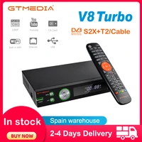 gtmedia v8 turbo satellite receiver tv box decoder hd dvb s2x t2 cable 1080p m3u support ca card slot tv box stock in spain
