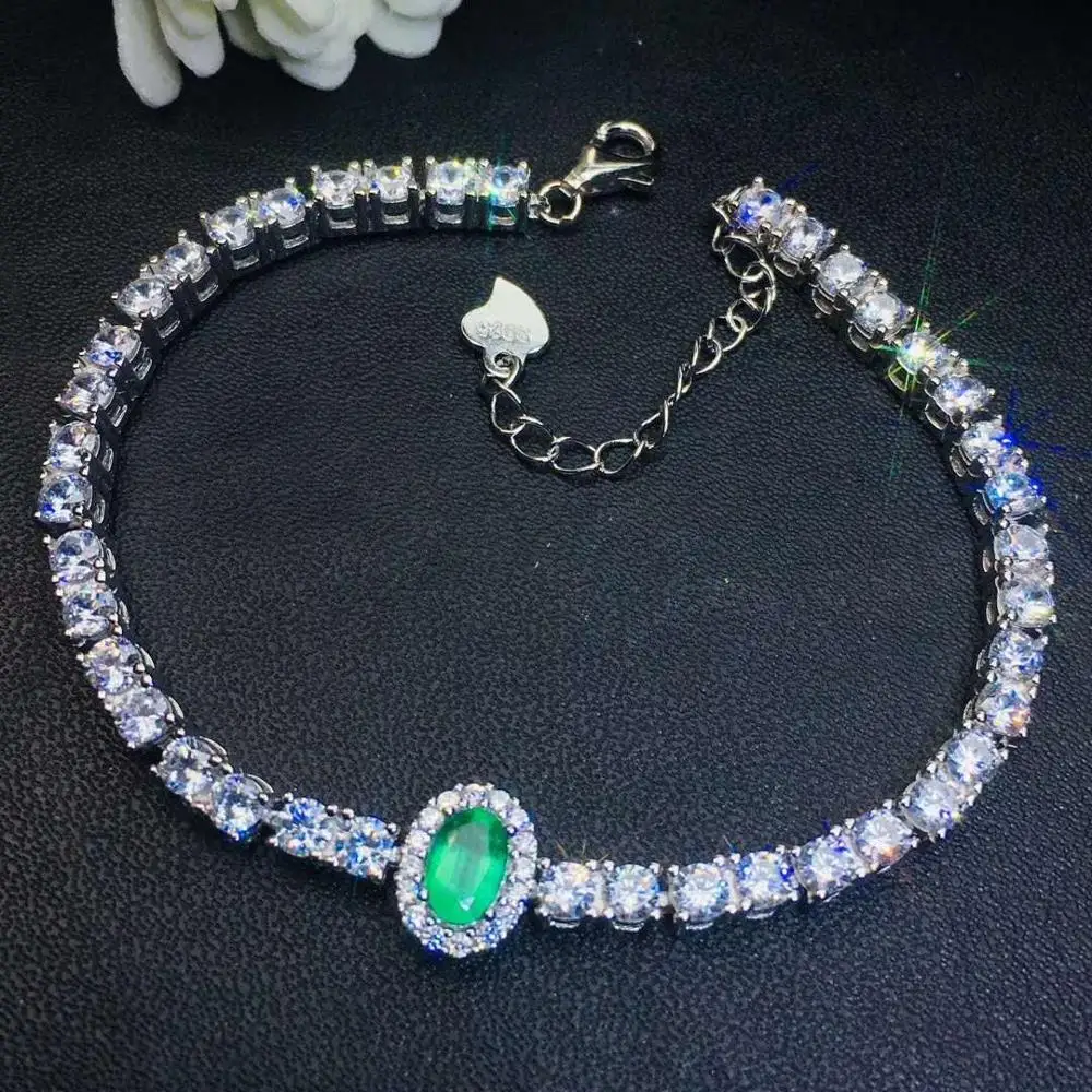 

Браслет женский из серебра 925 пробы, с изумрудом