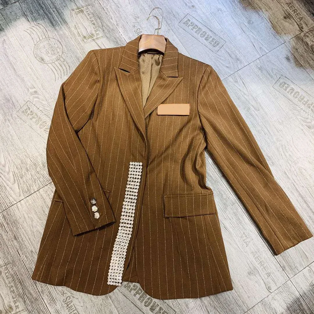 

Big brand heavy craftsmanship stripes beaded diamond ladies sequins coat jacket 2020Nwe women's winter loose suit jacket XL
