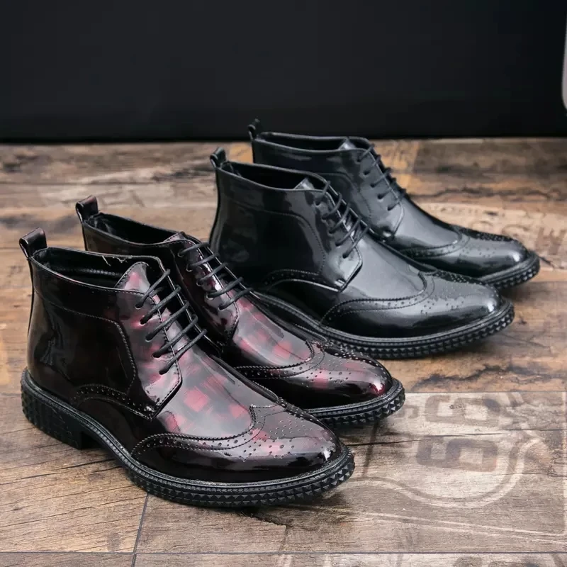 

Nice Autumn Winter Men Ankle Boots Brogue Lace-Up Shoes Men Fashion Outdoor Casual Comfortable Pu Leather Boots