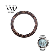rolamy replacement high quality pure ceramic brown with rose gold writings 38 6mm watch bezel for rolex daytona 116500 116520