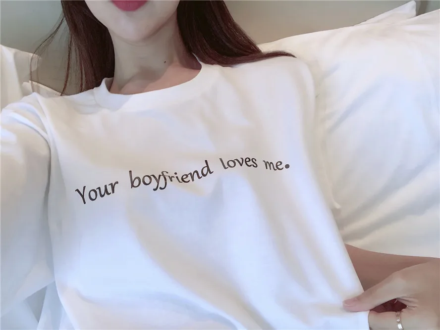 

Houthion Cotton New Short-sleeved T-shirt Round Neck Letter Sexy Fashion Top Comfortable T Shirt Casual Summer Tshirt