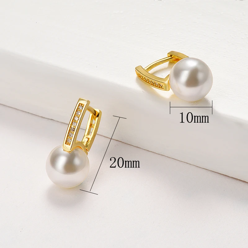 Классические позолоченные серебряные жемчужные геометрические серьги-кольца
