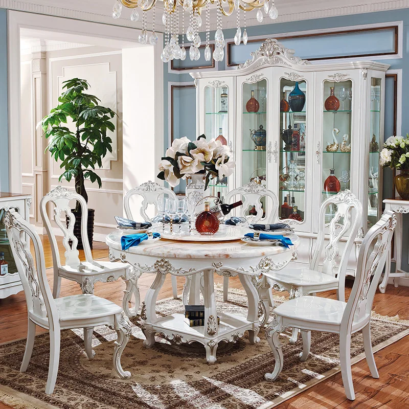 

Простой итальянский стиль естественный мраморный белый стол и стул комбинированный Европейский круглый прямоугольный набор французской м...