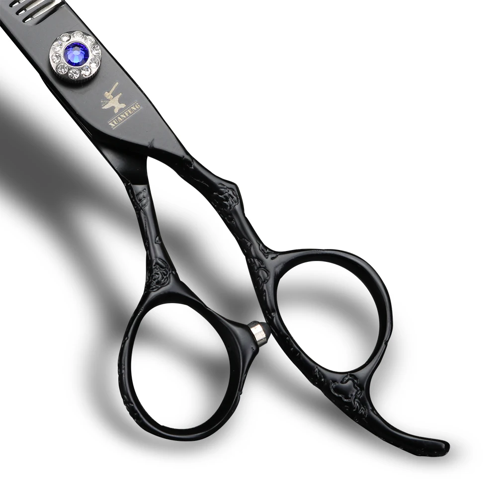 6 дюймов Черная роза ручка для гравировки салон Парикмахерские ножницы Высокое