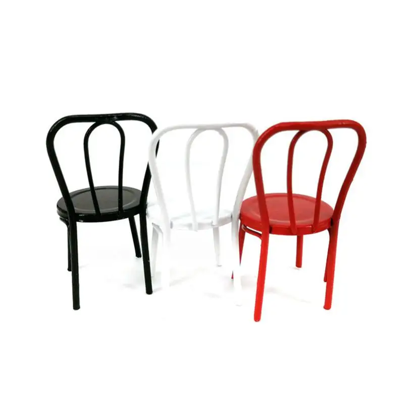 

Mini Iron Chair Simulation Home Model Doll House Accessories 1:12 Miniature Landscape Ornament Wooden Decors