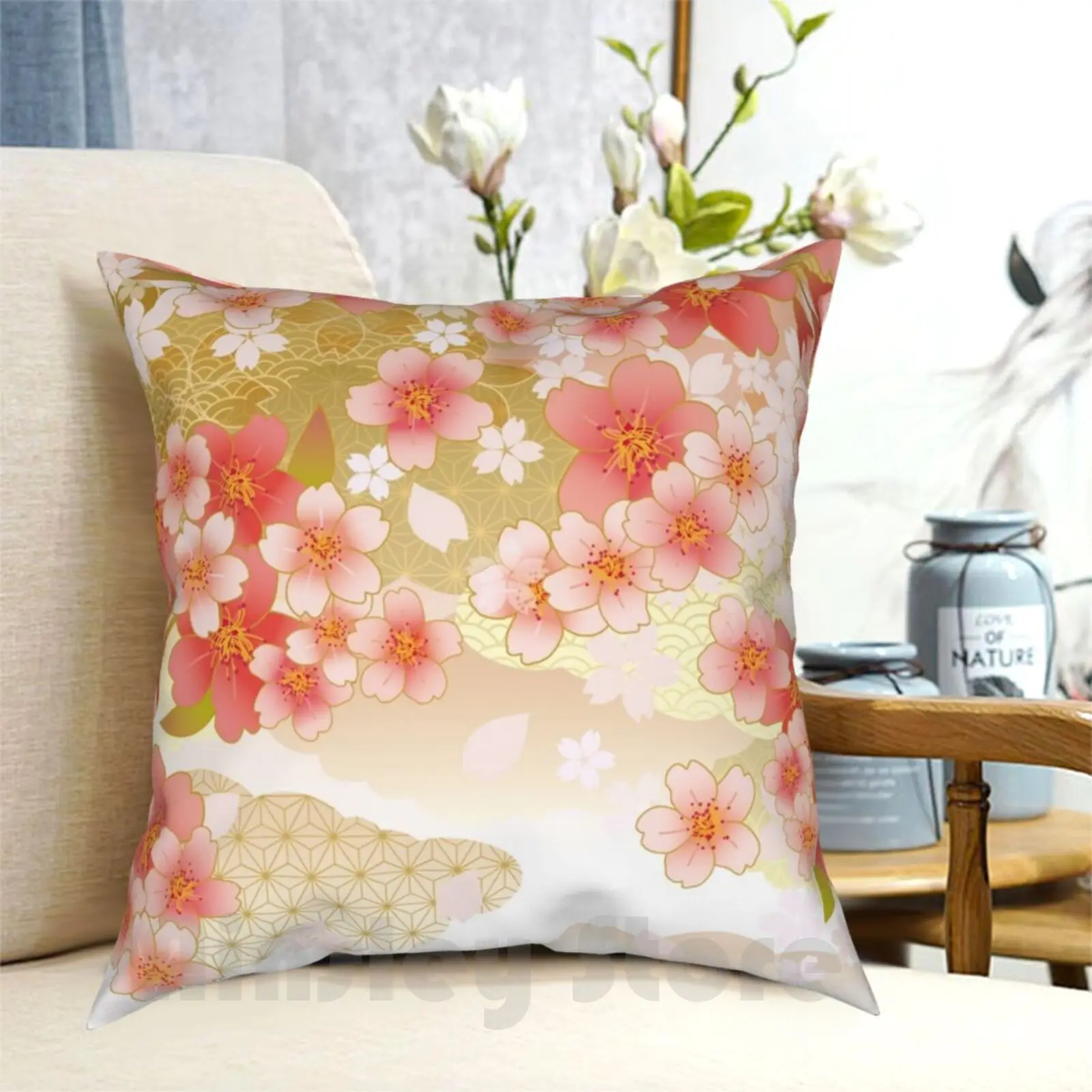 

Beautiful Cherry Blossoms Of Japan Pillow Case Printed Home Soft DIY Pillow cover Sakura Japan Japanese Nihon Nippon Fuji