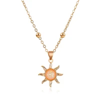 2021 trend fashion simple opal sun pendant necklace for women retro neck chains aesthetic accessories women jewelry wife gift