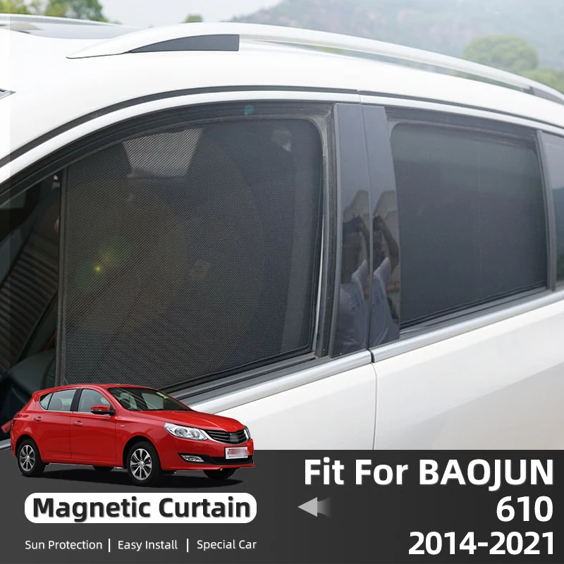 

For BAOJUN 610 2014-2021 Magnetic Black Mesh Side Window Car UV Solar Window Sun Shade Cover Accessoriy