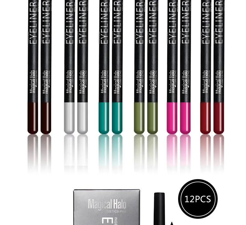 Подводка для глаз 12 цветов водонепроницаемая подводка Косметическая Черная