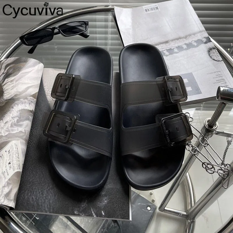 Женские сандалии-желе из ПВХ прозрачные сандалии на толстой подошве с пряжкой