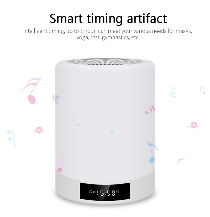 

Support 32GB Memory Touch Speaker Lamp Wireless Bluetooth Mp3 Player Radio Digital Gift Colorful Led Clock Night Light For Home