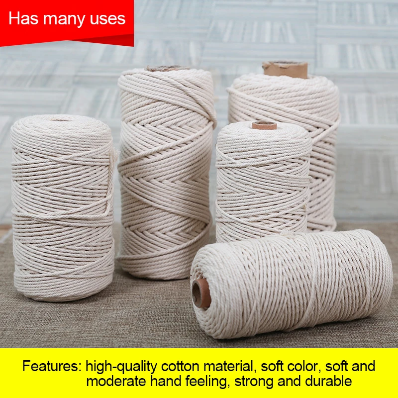 

1-10MM Beige Cotton Twisted Braided Cord Rope Craft Macrame String For Wedding Decoration DIY Handmade Home Textile Accessories