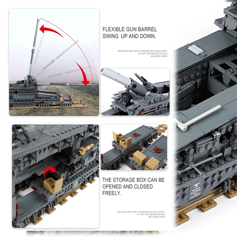 3846pcs WW2 Militray Tank Bricks Germany Gustav Gun Building Blocks Creative Weapon Dora Cannon Model Set Toys For Boys Gifts | Игрушки и