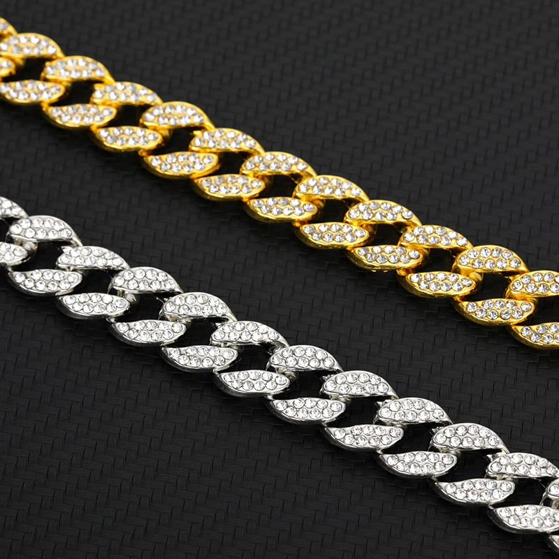 Мужской чокер из кубинской цепи сверкающее ожерелье в стиле хип-хоп колье