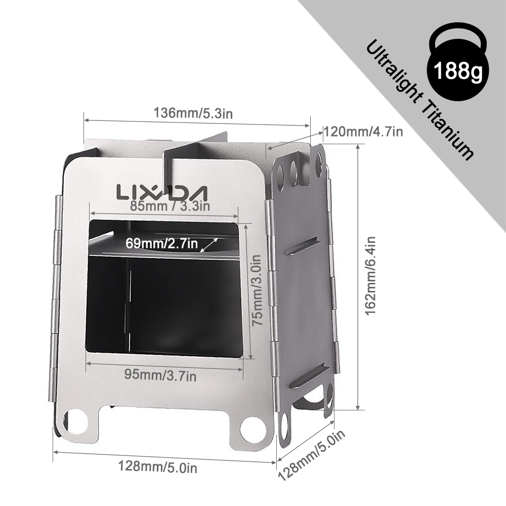 Портативная туристическая титановая плита Lixada легкая складная карманная