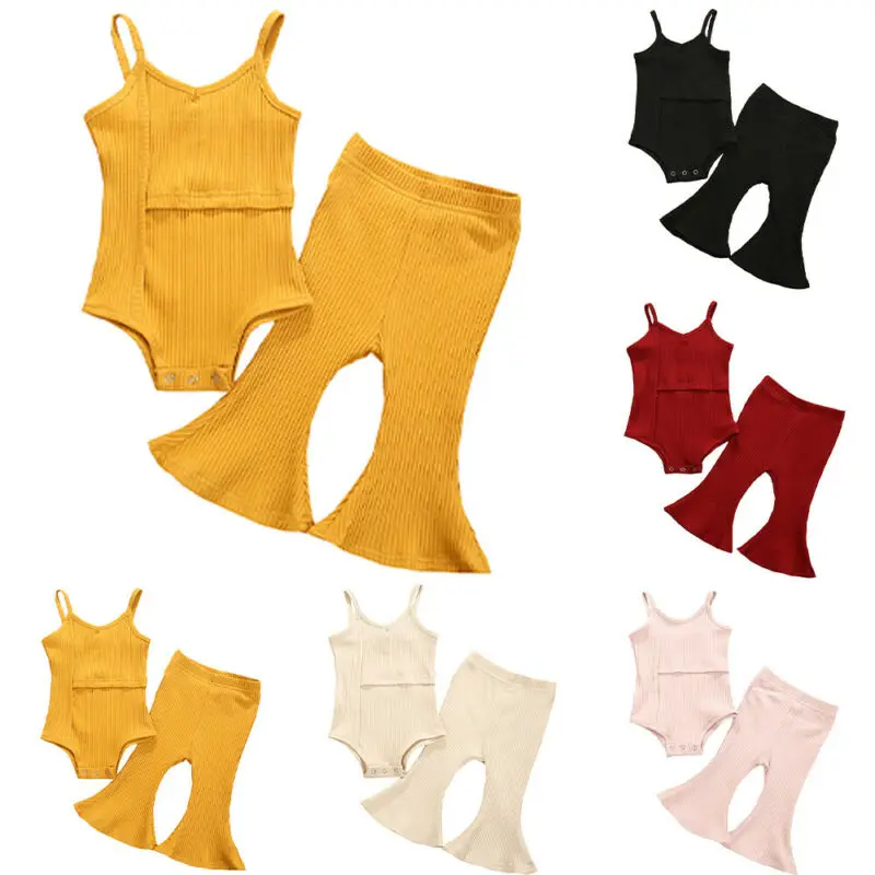 

Girls Solid Color Suspender Flared Pants Suit V-neck Pleated Triangle Khaki Loose Casual Comfortable Wide Leg Sets