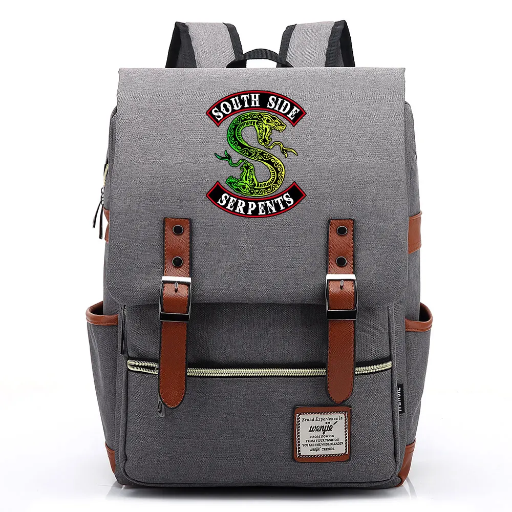 

B0401 Fashion Snake's Chocolate Lighting Shop Buckle Children School bag Teenagers Student Schoolbags Women Bagpack Men Backpack