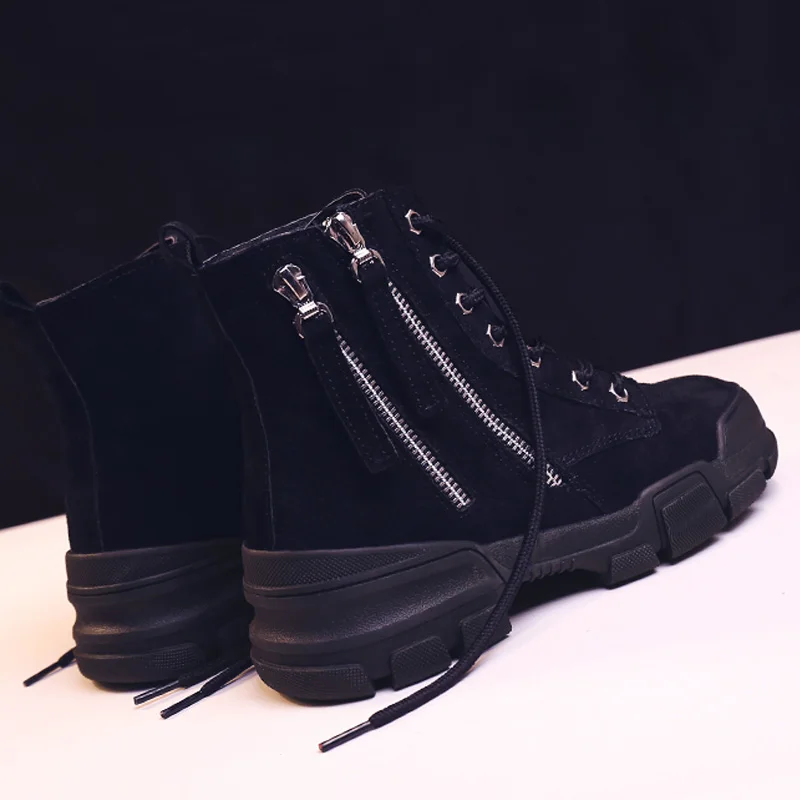 Женские ботинки на плоской подошве винтажные мягкие до щиколотки молнии спереди
