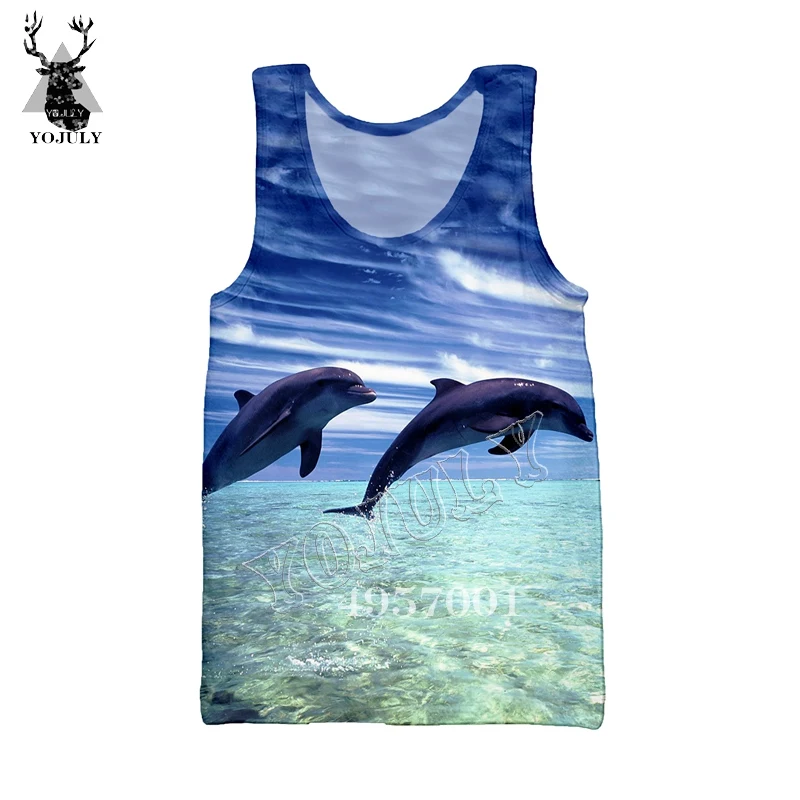 YOJULY Dolphin 3D принт Harajuku майка для мужчин Модный повседневный жилет Летний морской плавание унисекс уличная одежда рубашки без рукавов Ve31 - Цвет: 12