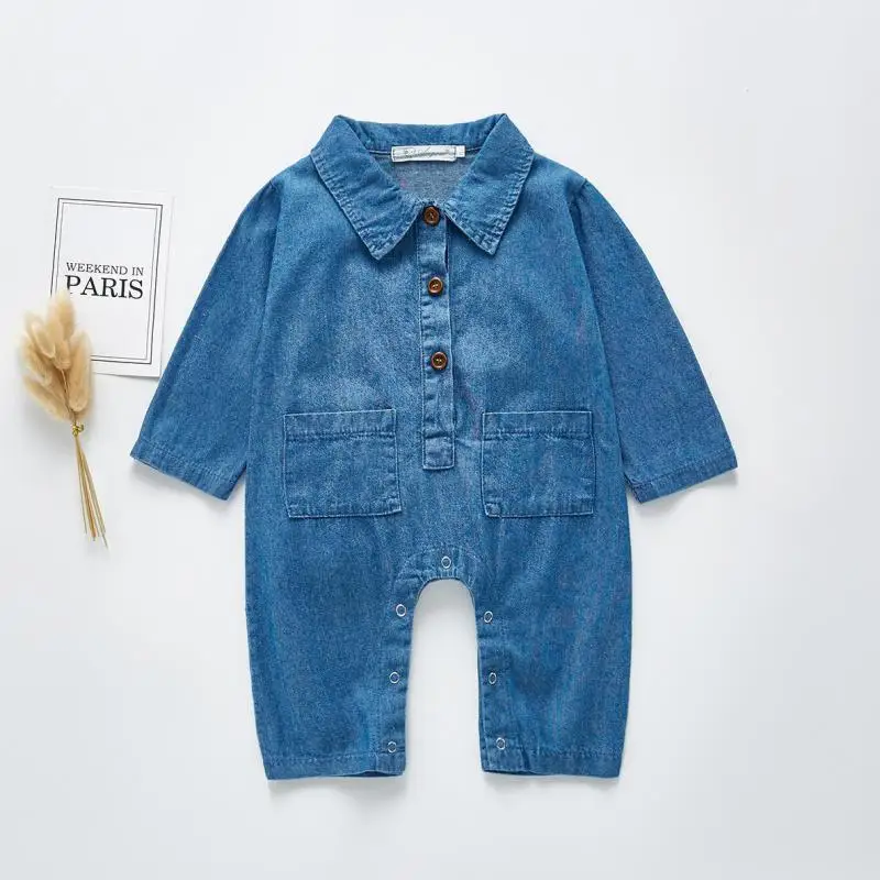 

2020 New Autumn Baby Boys Romper Long Sleeve Denim Romper Toddler Girls Jumpsuit Newborn Baby Clothes